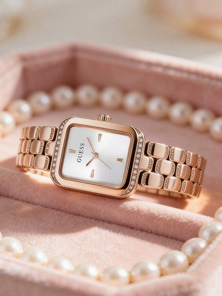 GUESS Rose Gold Luxe Crystal Watch for Women - Image 3